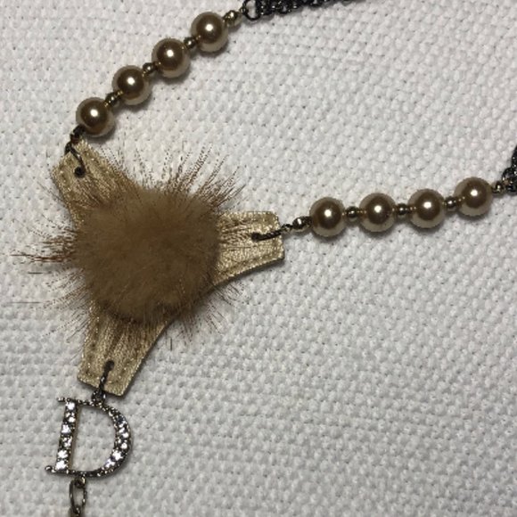 Letter "D" Initial long beaded Necklace Holiday Sparkle - Picture 2 of 4